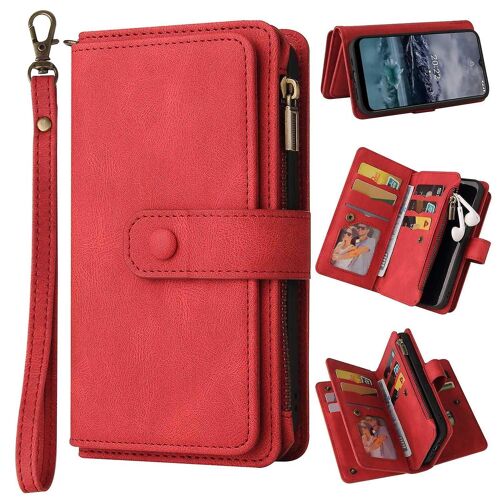 Pour Nokia G21 / G11 Kt Multifunctional Series-2 15 Card Skin Feel Multifonctionnel Zipper Étui En Cuir