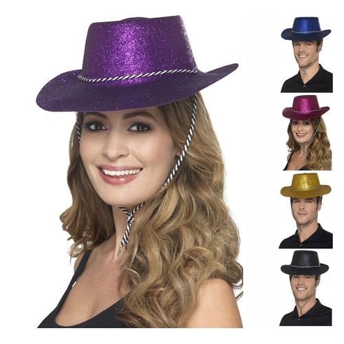 Chapeau Crowboy De Paillettes Couleurs Variés (Couleur Bleu)