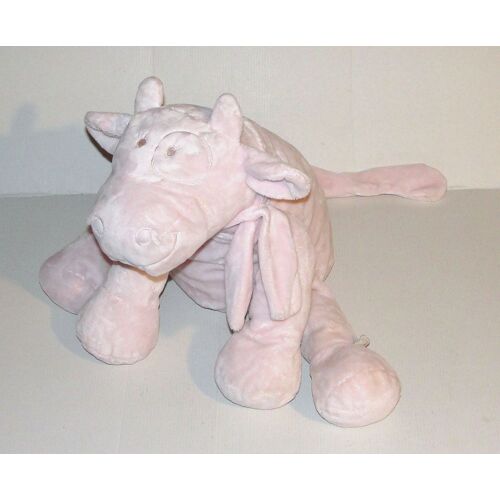 Doudou Vache Lola Rose Grand Format Noukies - Peluche Vache Assise 35 Cm