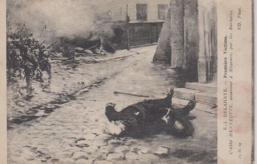 Photo Delahaye - L'abbé Hennequin Assassiné À Moyenvic Sur Le Parvis De Son Église - Une Des Premières Victimes De La Guerre Août 1914 -