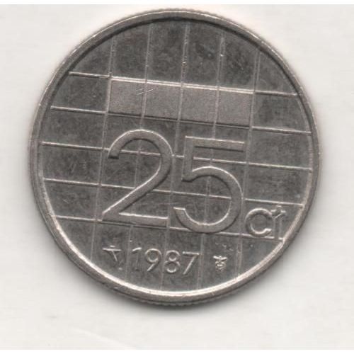 Pièce Monnaie Pays Bas Hollande - 25 Cents 1987 Nederland