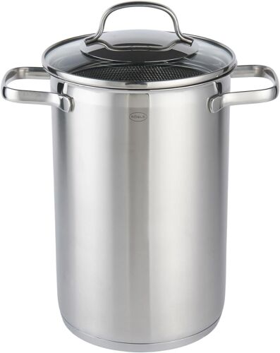 Subzonal-Elegance - Faitout En Acier Inoxydable 18/10 - Haut De Gamme Avec Couvercle, Panier De Cuisson Amovible Et Bord Verseur - Compatible Induction - Passe Au Lave-Vaisselle - Capacité 4,5 Litres
