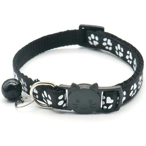 Colliers Pour Chat Collier De Chat À Dégagement Rapide Collier Réfléchissant Pour Chaton Avec Cloche Et Dégagement De Sécurité (1pack, Noir)