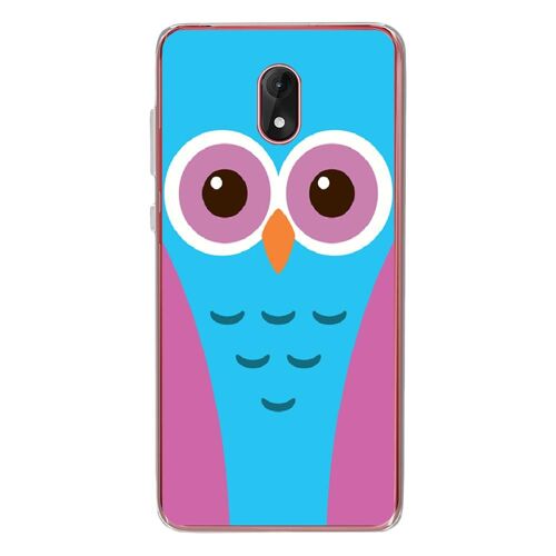 Coque souple pour Wiko Lenny 5 avec impression Motifs chouette bleue et rose