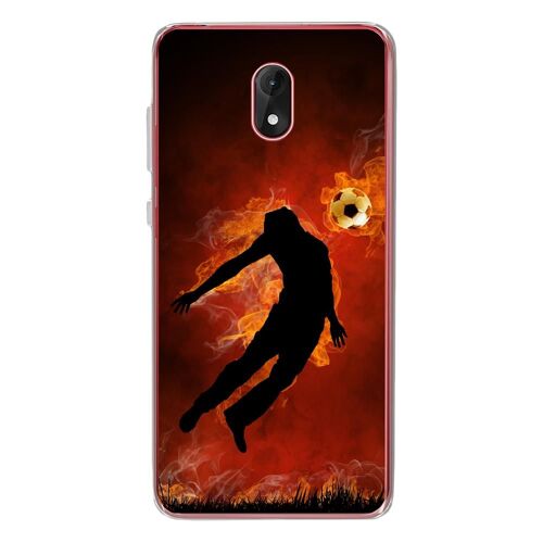 Coque Souple Pour Wiko Lenny 5 Avec Impression Motifs Ballon De Football Enflamm