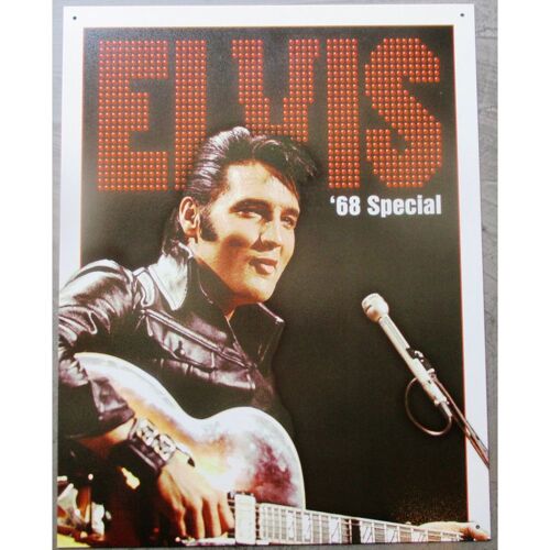 Plaque Elvis Presley 68 Spécial En Blouson Noir Rock Rock Du Bagne Tole Métal