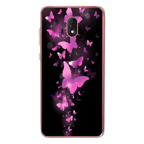 Coque souple pour Wiko Lenny 5 avec impression Motifs papillons fushias