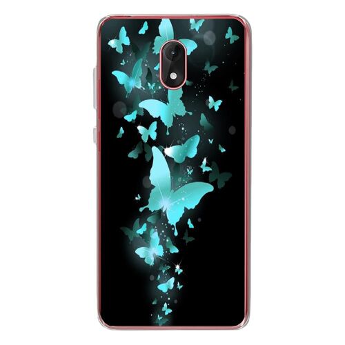 Coque Souple Pour Wiko Lenny 5 Avec Impression Motifs Papillons Bleus