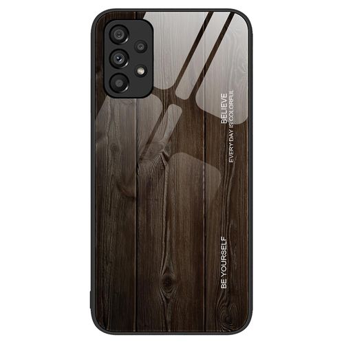 Pour Samsung Galaxy A33 5g Motif En Bois Couverture Résistante Aux Rayures Verre Trempé + Coque De Téléphone Tpu