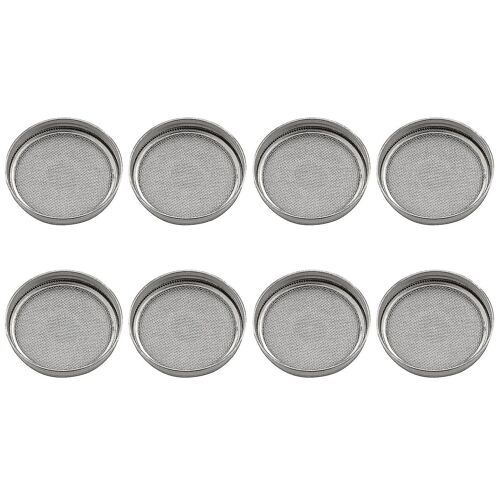 8pcs Couvercle de germination en acier inoxydable pour large bouche Mason Pots de mise en conserve Speed Strainer Lid Net Co