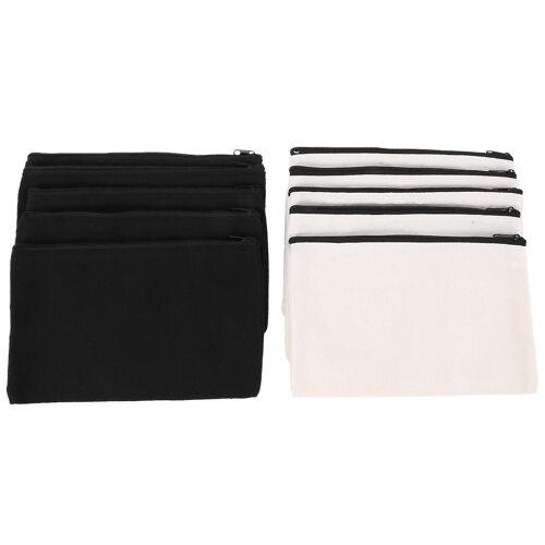 10 Pcs Toile Maquillage Sacs Toile Fermeture Éclair Pochette Sacs Trousse Blanc Bricolage Artisanat Sacs Pochette Pour Voyage