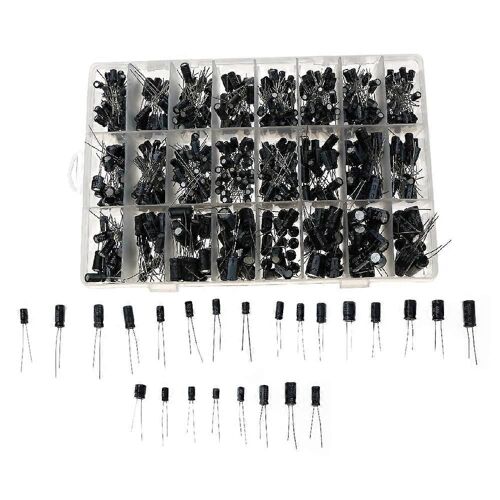 630PCS 24 types de condensateurs électrolytiques 0.1UF-1000UF Kits de condensateurs