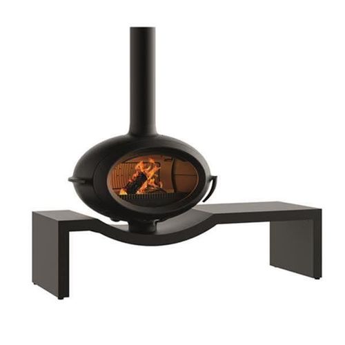 Poêle à bois BRIO SUR BANC - 7 kW - Rdt: 76% - B. 50 cm - 100% fonte - Anthracite