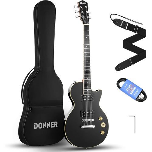 Kit Guitare Électrique Noir,Pack Guitare Electrique Lp 39 Pouces Avec Sac,Sangle,Câble(Dlp-124b)