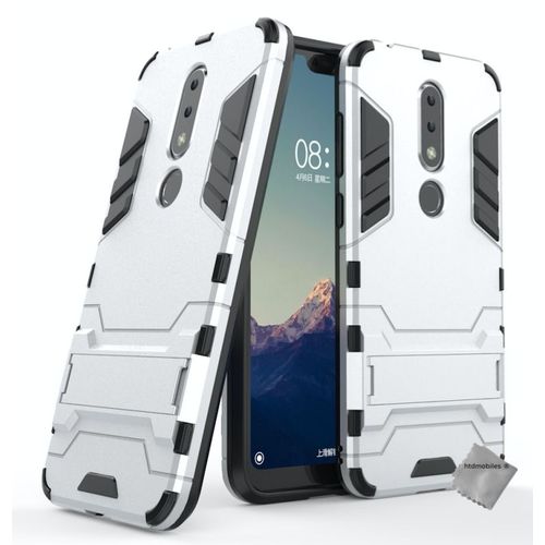 Housse Etui Coque Rigide Anti Choc Pour Nokia 6.1 Plus (2019) + Film Ecran - Argent