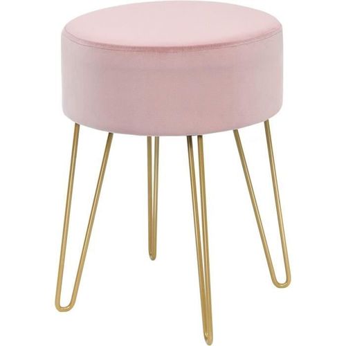 Costway Pouf Tabouret Rond Ø39cm, En Velours Avec Pieds Métalliques Robustes, Idéal Pour Salon Ou Chambre