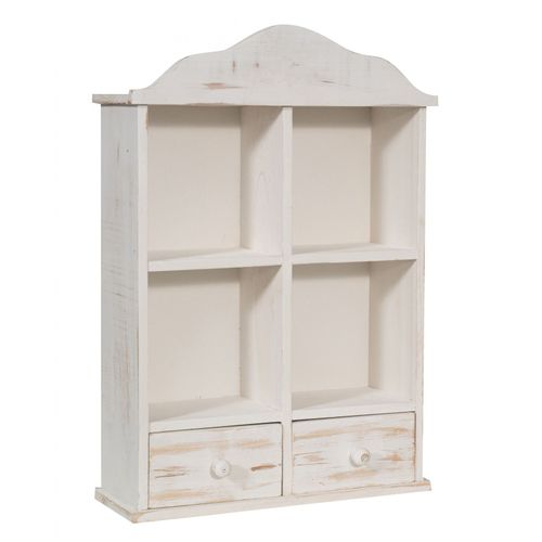 Vitrine En Bois Finition Blanc Antique L36xpr12xh54 Cm Style Shabby