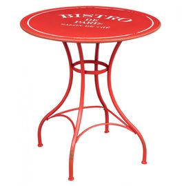 Table "Bistro De Paris" En Fer Finition Rouge Antique L72xpr72xh75 Cm