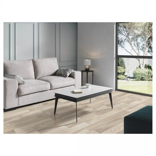 Table Basse Relevable Kita 110 X 60 X 41 Cm Pieds Métal Noir Plateau Céramique Hidra