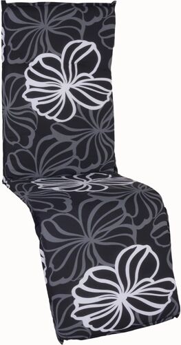 Ulteronixshop-Coussins De Chaise De Jardin Saumauflage Pour Chaises De Séjour, Ca. 175 X 48 X 6 Cm, Noir Avec Des Fleurs Blanches
