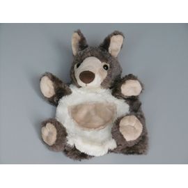 Doudou Loup Marron Beige Marionnette Créations Dani