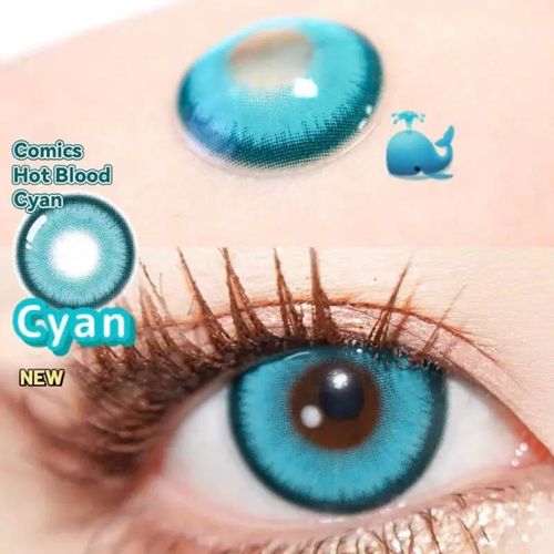 Lentilles De Contact Colorées Classées,2 Pièces,Jewelens Anime Cosplay Softlens 14.2mm-0.00 Plano-Cyan