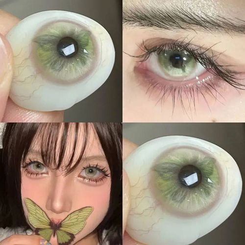-Lentilles De Contact Colorées Pour Cosplay Coréen,1 An,Bleu,Rouge,Anime,Vert,Halloween,Rose,1 Paire-0-Spring Butterfly