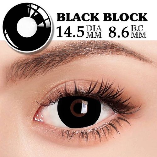 Bes-Fire-Lentilles De Contact Hmattes Pour Les Yeux,Accessoires De Cosplay Anime,Noires Et Roses,1 Paire--Black Block
