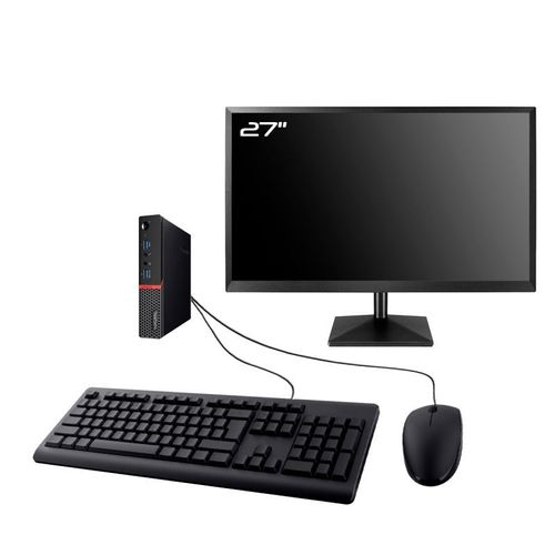 PC Lenovo M700 Tiny Ecran 27" Intel I3-6100T RAM 8Go SSD 240Go W11 Wifi