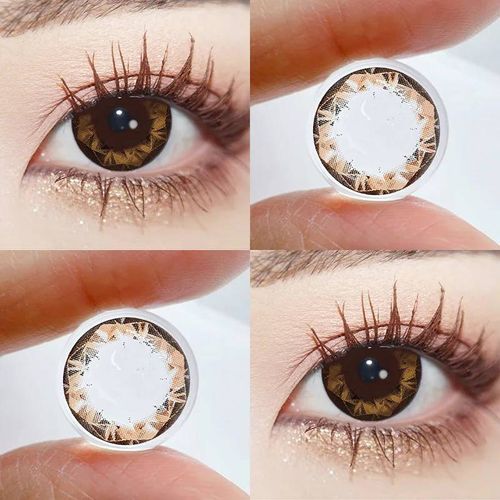 Jewelens 2 Pièces Diamant Cosplay Discothèque Fête Lentilles De Contact Luxe Softlens 14.2mm-0-Hz Brown14.4mm