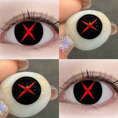 Jewelens ¿ Lentilles De Contact De Couleur Pour Cosplay,Scène Alien,Anime Ivan Jusqu'à L'élève,6 Mois,1 Paire,Lentilles D'halloween-0-Redcross