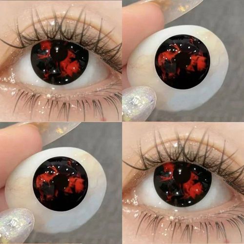 Jewelens ¿ Lentilles De Contact De Couleur Pour Cosplay,Scène Alien,Anime Ivan Jusqu'à L'élève,6 Mois,1 Paire,Lentilles D'halloween-0-Bloodblack
