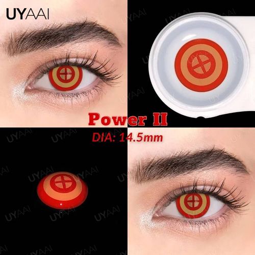 Uyaai-Lentilles De Contact Rouges,14.5mm,Anime,Cosplay,Yeux,Rose,Costume,Halloween,Vampire-0-Power Ii