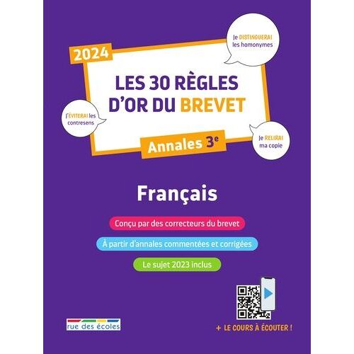 Les 30 Règles D'or Du Brevet - Annales 3e - Edition 2024