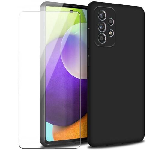 Coque Silicone Noir Mat Pour Samsung Galaxy A33 5g + 2 Verre Trempé Film Protection Écran - Anti Rayures - Ultra Résistant Dureté 9h