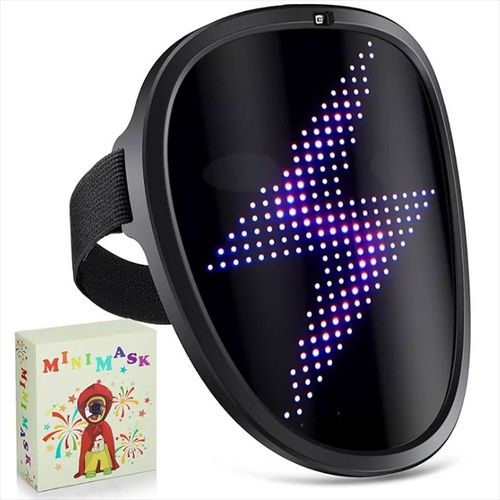 Masque Led Avec Détection De Gestes Pour Enfants,Masque Lumineux Électronique Pour Fête D'halloween,Festival,Performance,Masque Lumineux Pour Enfants--Black