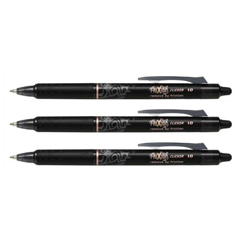 Pilot Lot De 3 Stylos Roller Effaçable Frixion Ball Clicker 1.0 Pointe Large Noir