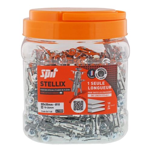 Cheville métallique à vis Stellix - 5 x 35 / 15 M5 + Vis Seau de 150 - SPIT - 060144