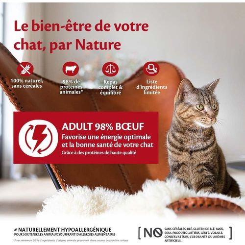 Nuem-98% Beef, Pâtée Pour Chat, Nourriture Pour Chat Sans Céréales, À Haute Teneur En Viande, B?uf, 12 X 85 G