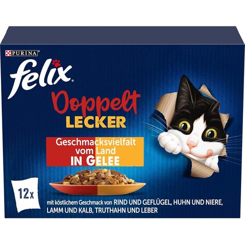 Nuem-Aussi Bon Qu'il Semble Double Délicieux Nourriture Pour Chat Humide En Gelée, Mélange De Variétés, Lot De 6 (6 X 12 Sachets De 85 G)