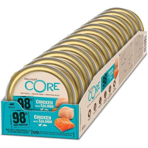 Nuem-98% Chicken & Salmon, Pâtée Pour Chat, Nourriture Pour Chat Sans Céréales, À Haute Teneur En Viande, Poulet & Saumon, 12 X 85 G