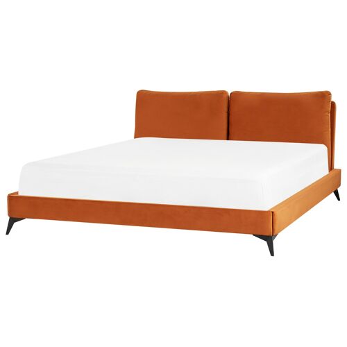 Lit double en velours orange 180 x 200 cm MELLE