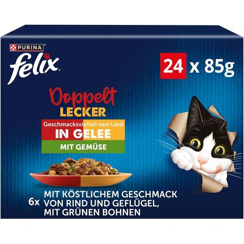 Nuem-Aussi Bon Qu'il En A L'air Double Délicieux Nourriture Humide Pour Chat En Gelée, Mélange De Variétés, Lot De 4 (4 X 24 Sachets De 85 G)