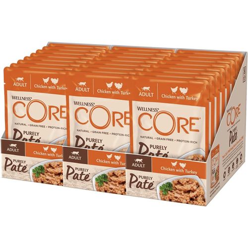 Nuem-Purely Paté Poule & Dindet, Pâtée Onctueuse Pour Chat, À Haute Teneur En Viande, 100% Naturelle, Poulet & Dinde, 24 X 85g