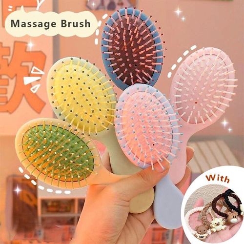 Vert Avocat - Mini Peigne À Cheveux Airbag Pour Enfants, Massage De La Tête, Anti-Leges, Salon De Coiffure, Accessoires De Support Et De Séchage, Brosse À Cheveux Pour Fille, 1 Pièce 