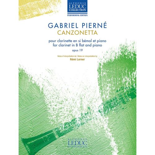 Gabriel Pierné : Canzonetta Opus 19 Pour Clarinet Et Piano - Recueil Avec Parties Séparées Clarinette Et Piano 9790046309595 Al30959