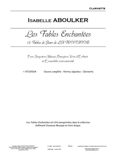 Isabelle Aboulker : Les Fables Enchantées - Set De Parties Séparées Vocal Soloists And Ensemble 9790560388120 Alnt21920a