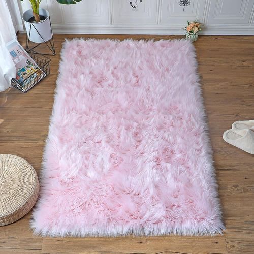 Zpx Tapis En Peau De Mouton,Tapis Duveteux En Fausse Fourrure,Tapis Universels De Différentes Tailles Utilisés Dans La Chambre À Coucher,Le Salon,La Chaise Ou Le Canapé(Rose,80x180cm)