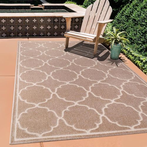 Tapis D'extérieur Et D'intérieur Résistant Aux Intempéries - Imperméable Pour Balcon,Terrasse,Jardin,Cuisine,Salle De Bain Ou Salon - Beige - 80 X