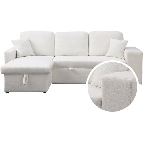 Canapé D'angle Bouclettes Convertible/Reversible "Axel" - 3 Places - Blanc